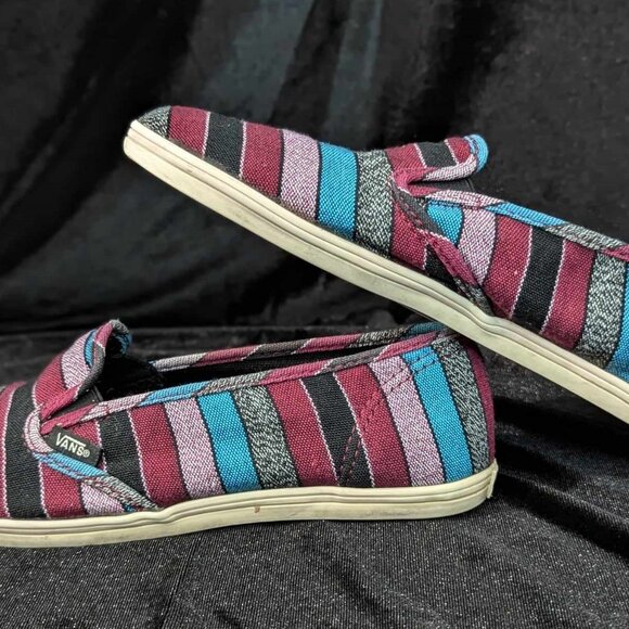 Comfy Multicolored Striped Vans in Size 7.5 - Women's Slip-On - Picture 2 of 12